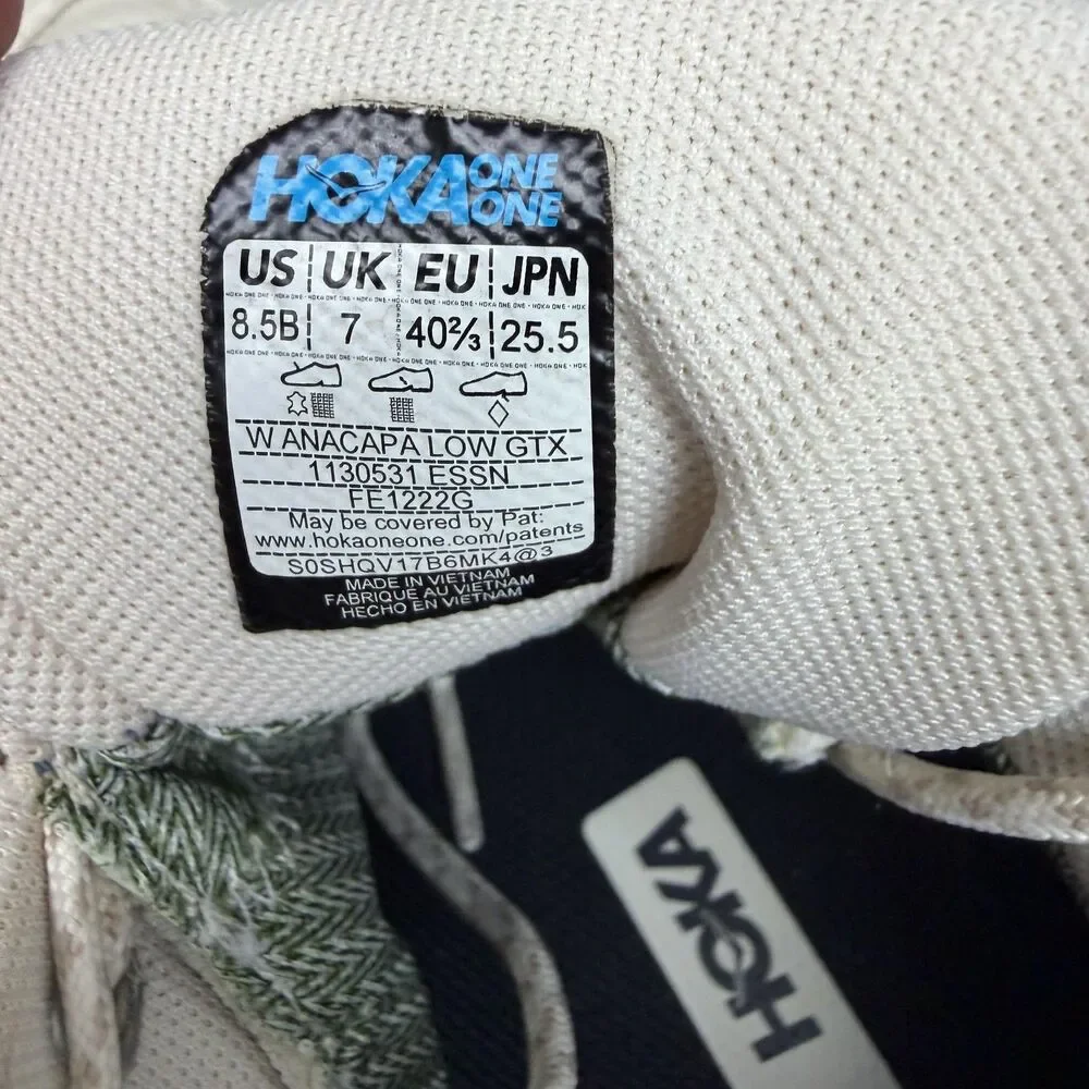 Hoka One One Anacapa Low GTX Shoes Womens Size 8.5 White Hiking 1130531 ESSN